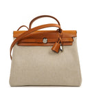 Hermes Herbag PM Vache Hunter Toile Canvas 30 Ecru Beige Naturel 2 Way Bag Palladium Hardware, 2002