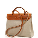 Hermes Herbag PM Vache Hunter Toile Canvas 30 Ecru Beige Naturel 2 Way Bag Palladium Hardware, 2002