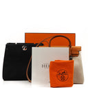 Hermes Herbag PM Vache Hunter Toile Canvas 30 Ecru Beige Naturel 2 Way Bag Palladium Hardware, 2002
