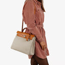 Hermes Herbag PM Vache Hunter Toile Canvas 30 Ecru Beige Naturel 2 Way Bag Palladium Hardware, 2002