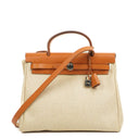Hermes Herbag PM Vache Hunter Toile Canvas 30 Ecru Beige Naturel 2 Way Bag Palladium Hardware, 2002