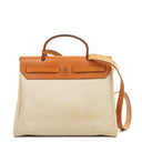 Hermes Herbag PM Vache Hunter Toile Canvas 30 Ecru Beige Naturel 2 Way Bag Palladium Hardware, 2002