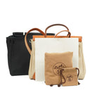 Hermes Herbag PM Vache Hunter Toile Canvas 30 Ecru Beige Naturel 2 Way Bag Palladium Hardware, 2002