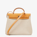 Hermes Herbag PM Vache Hunter Criss Viking 30 Ecru Beige Naturel 2 Way Bag Palladium Hardware