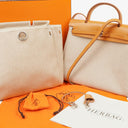 Hermes Herbag PM Vache Hunter Criss Viking 30 Ecru Beige Naturel 2 Way Bag Palladium Hardware