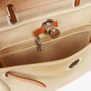 Hermes Herbag PM Vache Hunter Toile Canvas 30 Ecru Beige Naturel 2 Way Bag Palladium Hardware