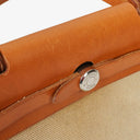 Hermes Herbag PM Vache Hunter Toile Canvas 30 Ecru Beige Naturel 2 Way Bag Palladium Hardware