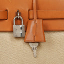 Hermes Herbag PM Vache Hunter Toile Canvas 30 Ecru Beige Naturel 2 Way Bag Palladium Hardware