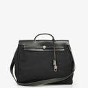Hermes Herbag Toile Vache Hunter Black MM 2 In 1 Bag