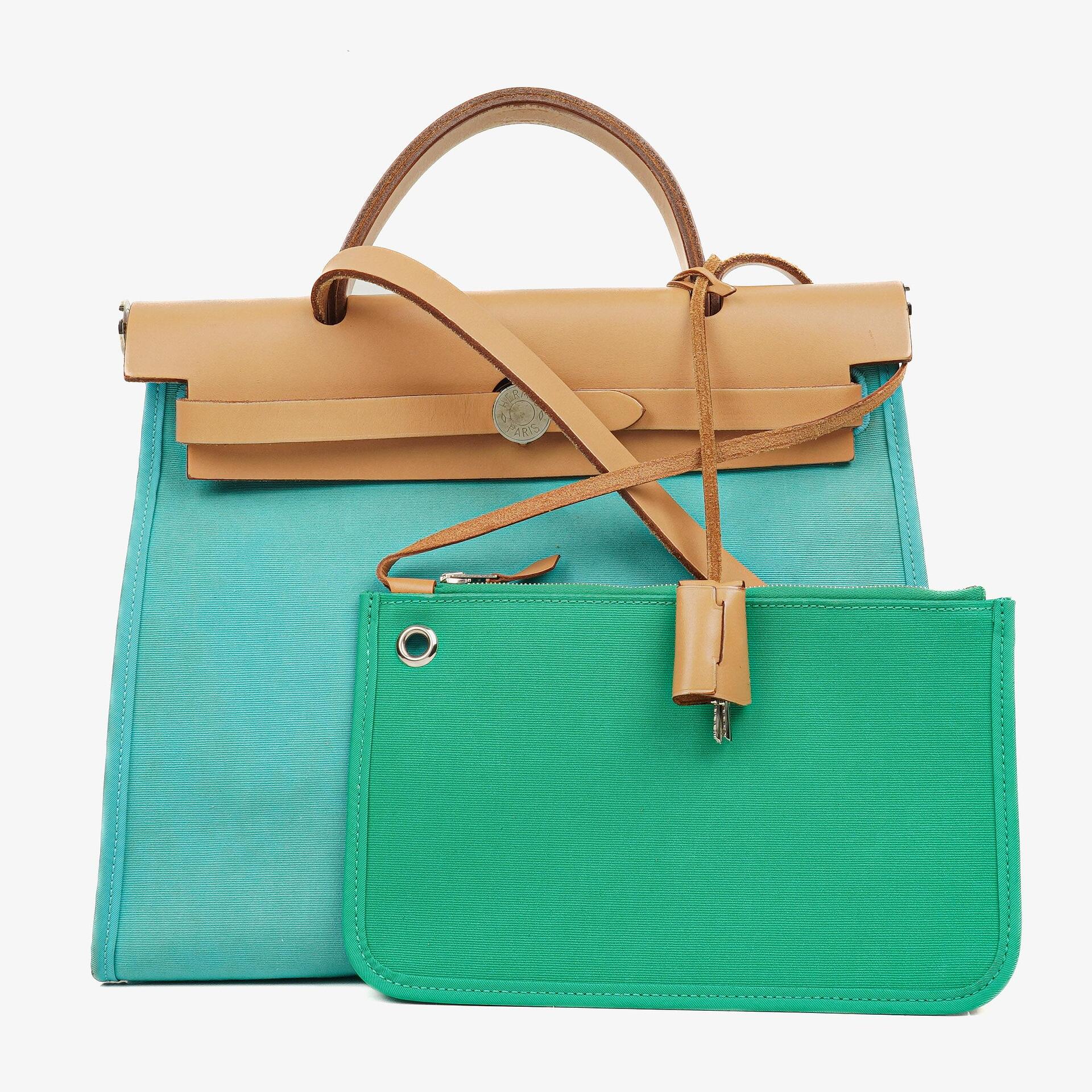 Hermes Herbag Zip 31 PM Bleu Saphir Vache Hunter Bleu Azteque Menthe