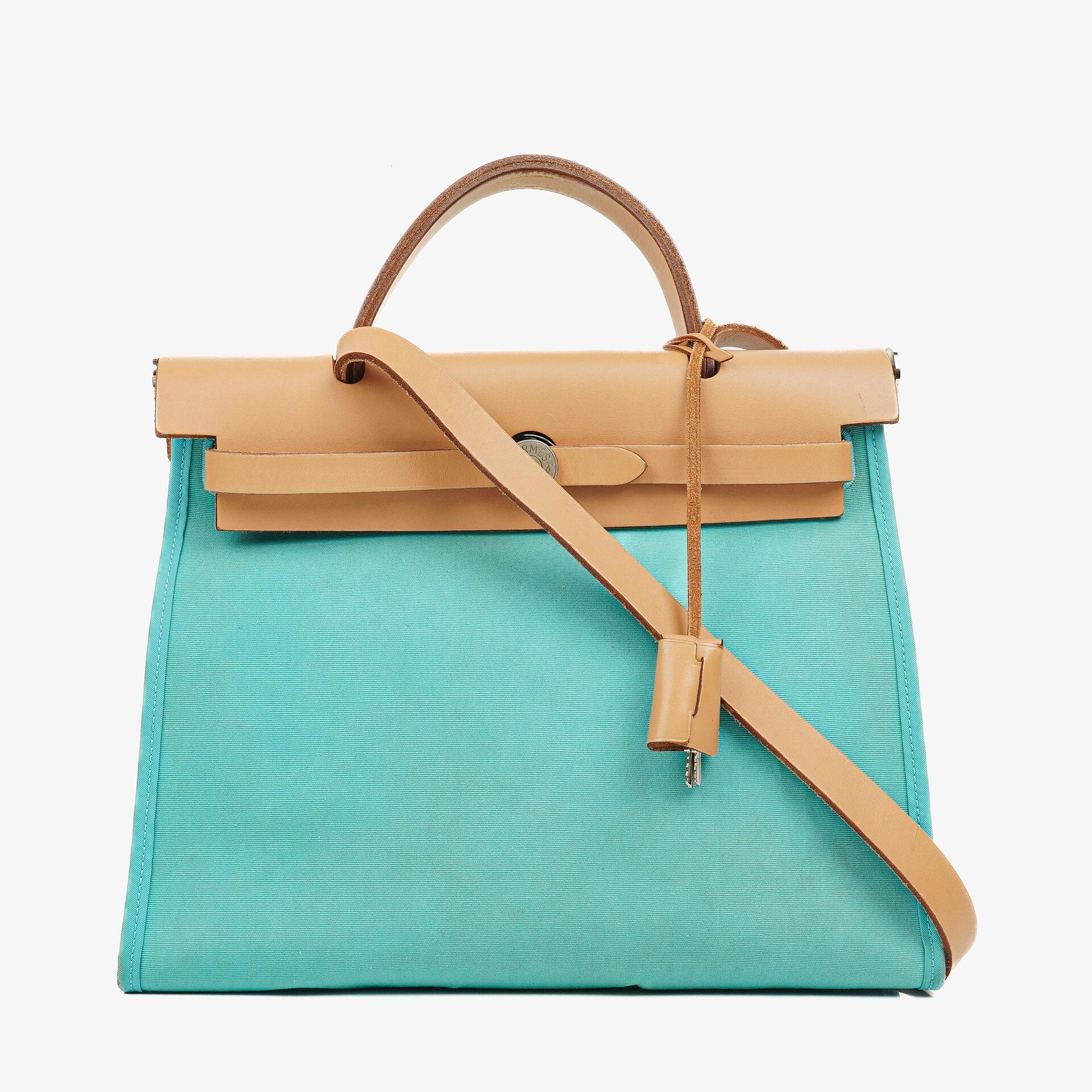 Hermes Herbag Zip 31 PM Bleu Saphir Vache Hunter Bleu Azteque Menthe