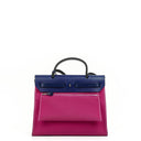 Hermes Herbag Zip 31 PM Bleu Saphir Vache Hunter Magnolia Toile With Palladium Hardware