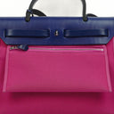 Hermes Herbag Zip 31 PM Bleu Saphir Vache Hunter Magnolia Toile With Palladium Hardware