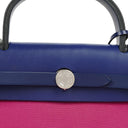 Hermes Herbag Zip 31 PM Bleu Saphir Vache Hunter Magnolia Toile With Palladium Hardware