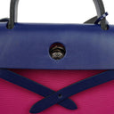 Hermes Herbag Zip 31 PM Bleu Saphir Vache Hunter Magnolia Toile With Palladium Hardware