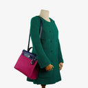 Hermes Herbag Zip 31 PM Bleu Saphir Vache Hunter Magnolia Toile With Palladium Hardware