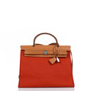 Hermes Herbag Zip 31 PM Fauve Vache Hunter Capucine Toile With Palladium Hardware