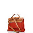 Hermes Herbag Zip 31 PM Fauve Vache Hunter Capucine Toile With Palladium Hardware