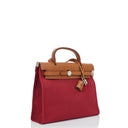 Hermes Herbag Zip 31 PM Fauve Vache Hunter Rubis Toile With Palladium Hardware