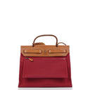 Hermes Herbag Zip 31 PM Fauve Vache Hunter Rubis Toile With Palladium Hardware