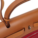 Hermes Herbag Zip 31 PM Fauve Vache Hunter Rubis Toile With Palladium Hardware