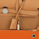 Hermes Herbag Zip 31 PM Vache Hunter Toile Dune/Sable Naturel And Orange With Palladium Hardware