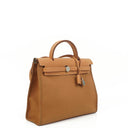 Hermes Herbag Zip 31 PM Vache Hunter Toile Dune/Sable Naturel And Orange With Palladium Hardware