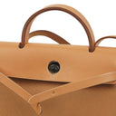 Hermes Herbag Zip 31 PM Vache Hunter Toile Dune/Sable Naturel And Orange With Palladium Hardware