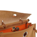 Hermes Herbag Zip 31 PM Vache Hunter Toile Dune/Sable Naturel And Orange With Palladium Hardware