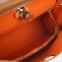 Hermes Herbag Zip 31 PM Vache Hunter Toile Dune/Sable Naturel And Orange With Palladium Hardware