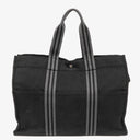 Hermes Herline MM Black Canvas Tote Bag