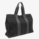 Hermes Herline MM Black Canvas Tote Bag
