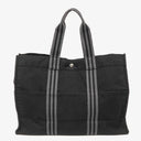 Hermes Herline MM Black Canvas Tote Bag