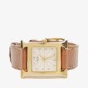 Hermes Heure H PM 21mm Gold Plated and Brown Leather Quartz Watch HH1.210