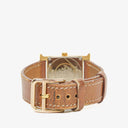 Hermes Heure H PM 21mm Gold Plated and Brown Leather Quartz Watch HH1.210