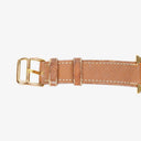 Hermes Heure H PM 21mm Gold Plated and Brown Leather Quartz Watch HH1.210
