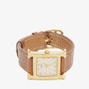 Hermes Heure H PM 21mm Gold Plated and Brown Leather Quartz Watch HH1.210