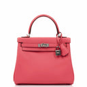 Hermes Kelly 25 Retourne Rose Azalee Swift Leather With Palladium Hardware