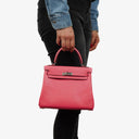 Hermes Kelly 25 Retourne Rose Azalee Swift Leather With Palladium Hardware