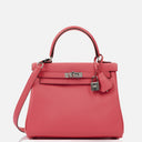 Hermes Kelly 25 Retourne Rose Azalee Swift Leather With Palladium Hardware