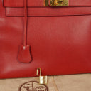 Hermès Kelly 32 Retourne Rouge Vif With Gold Hardware
