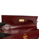 Hermes Kelly 32 Retourne Vintage Rouge H Box Calf Gold Hardware, 1983