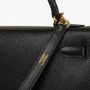 Hermes Kelly 32 Sellier Black Ardennes With Gold Hardware, 1996