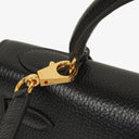Hermes Kelly 32 Sellier Black Ardennes With Gold Hardware, 1996