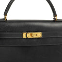 Hermes Kelly 32 Sellier Black Box Calf Gold Hardware, 1979
