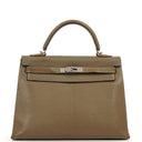 Hermes Kelly 32 Sellier Étoupe Chevre Mysore Palladium Hardware, 2006