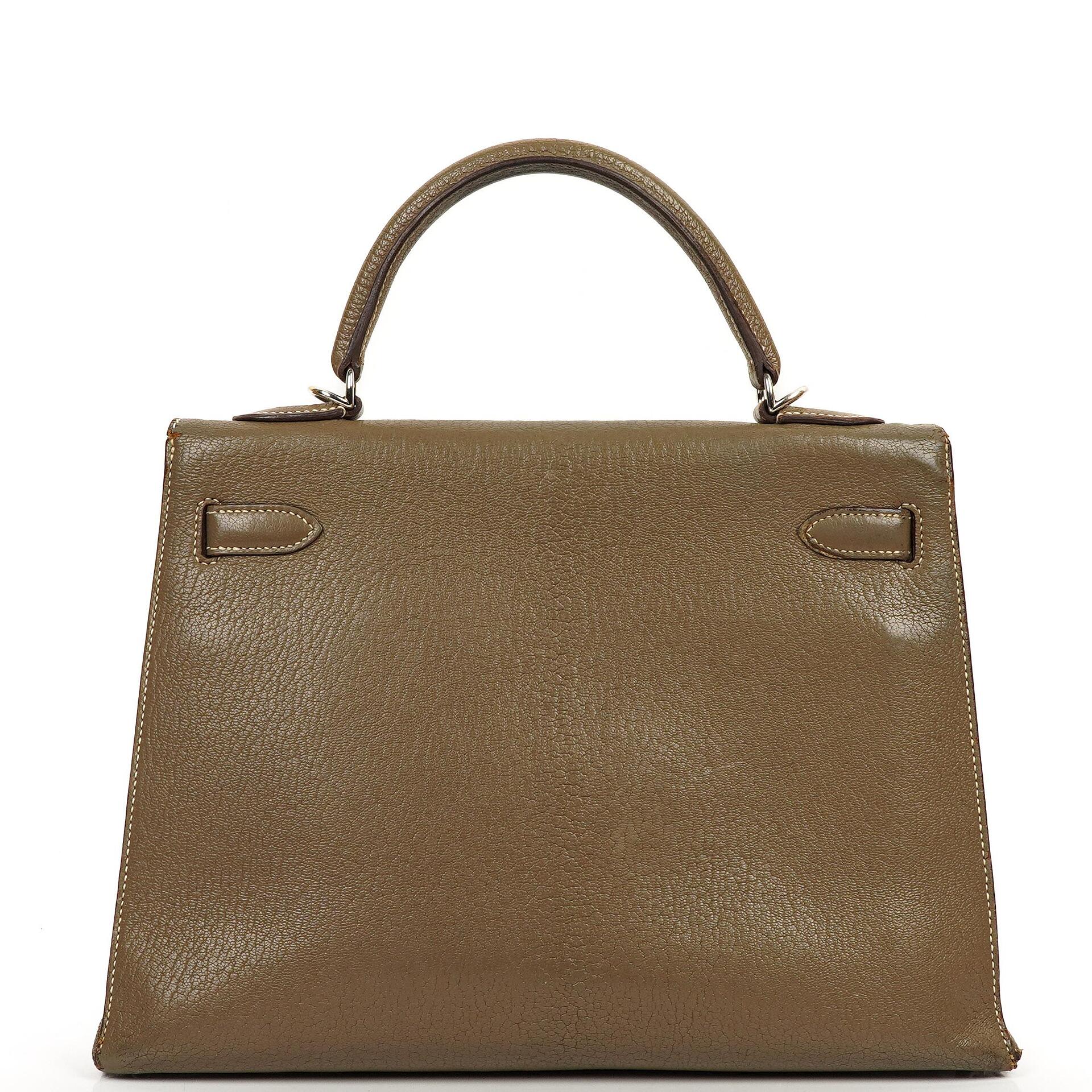 Hermes Kelly 32 Sellier Étoupe Chevre Mysore Palladium Hardware, 2006