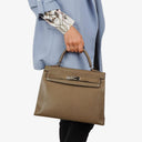 Hermes Kelly 32 Sellier Étoupe Chevre Mysore Palladium Hardware, 2006