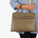 Hermes Kelly 32 Sellier Étoupe Chevre Mysore Palladium Hardware, 2006