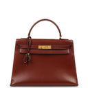 Hermes Kelly 32 Sellier Rouge H Box Calf Gold Hardware, 1983